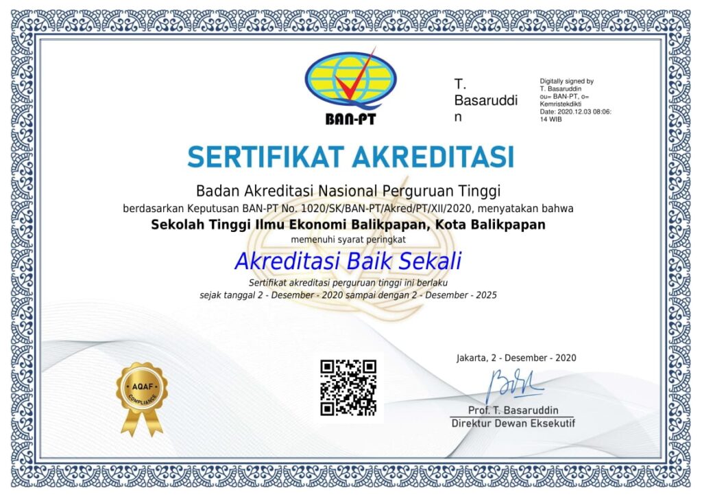 sertifikat akreditasi stie balikpapan 2020